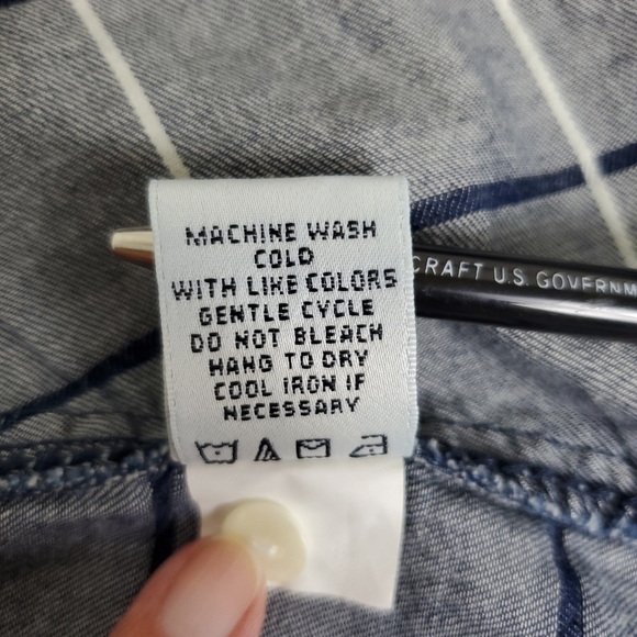 Max Studio Navy Plaid 100% Cotton Shirt Dress Size M - Picture 10 of 11